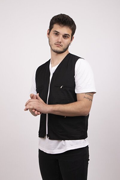 m modası Erkek Yan Cepli Yazlık Yelek