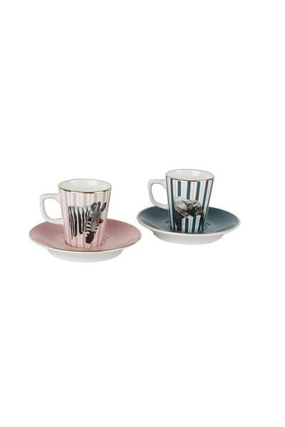 Porland Life Elephant Zebra - 4 Piece 75cc Coffee Set