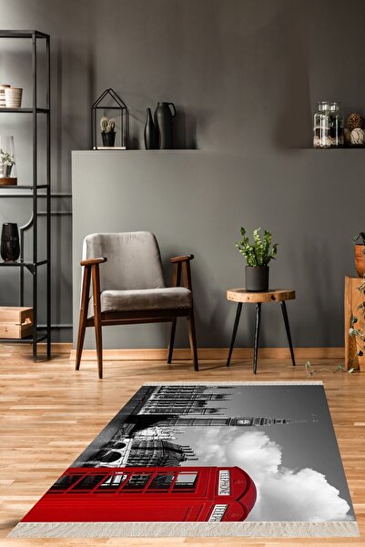 on the clouds Ingiliz Telefon Kulübesi Desen Dijital Baskı Yıkanabilir Kaymaz...