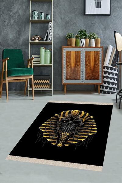 on the clouds Antik Mısır Kurukafa Desenli Dijital Baskı Yıkanabilir Salon Halı