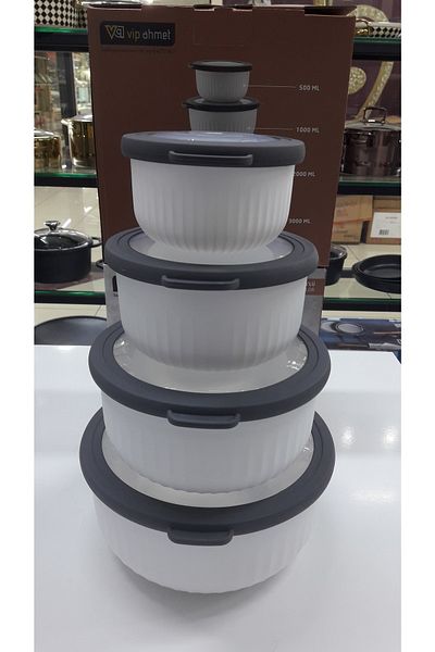 VİP AHMET Set of 4 White Vip Ahmet Vacuum Storage Containers