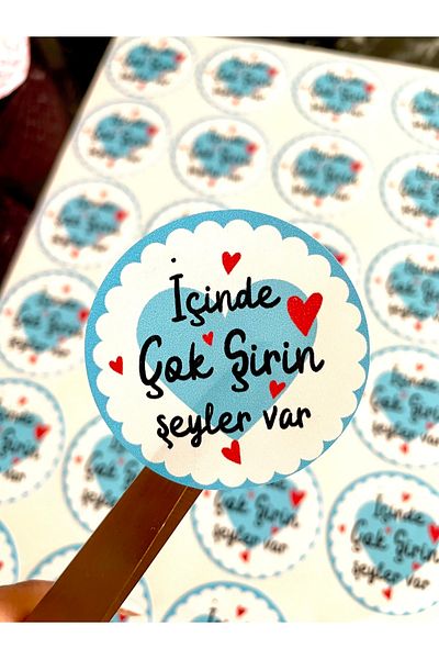 Hayal.kirtasiyesi Sticker "Things Are Very Cute Inside" Blue Design 5 Cm 24 Pieces