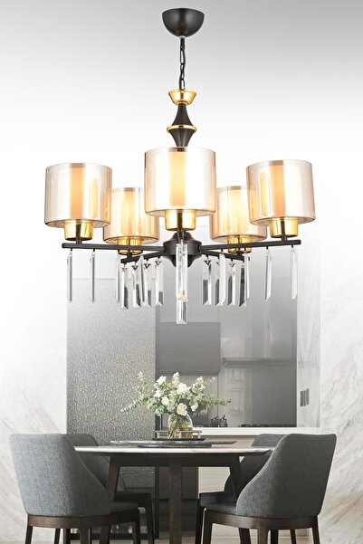 Genel Markalar Pervane 5'li Siyah Çift Camlı Lüks Yukarı Bakan Kristal Taşlı ...