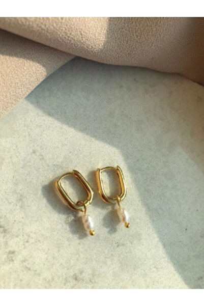 MiracleLivesGiftShop Minimalist Incili Oval Küpeler, Parlak Altın Oval Küpeler
