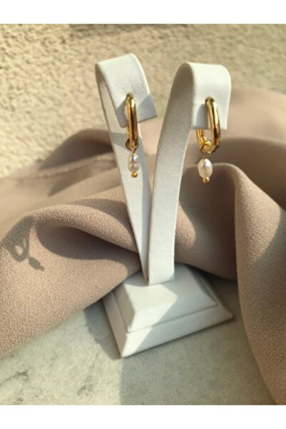 MiracleLivesGiftShop Minimalist Incili Oval Küpeler, Parlak Altın Oval Küpeler