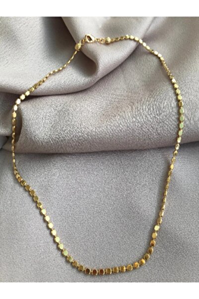 MiracleLivesGiftShop 24k Parlak Altın Kaplama Link Zinciri Kolye, Düz Top Zin...