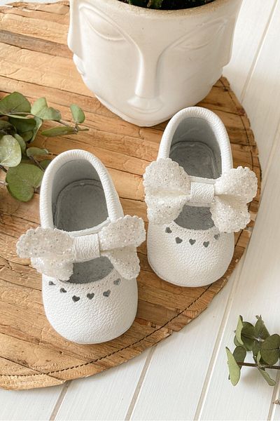 Li Puna - Shine Series White 100% Leather Baby First Step Shoes