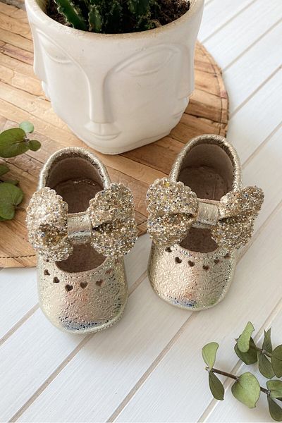 Li Puna - Shine Series Gold 100% Leather Baby First Step Shoes