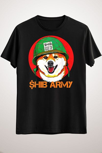 GreenMint Unisex Black Shiba Inu Coin Crypto Token Cryptocurrency Wallet Shiba Army Classic T-shirt