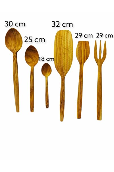 değerli hobi طقم ملاعق زيتوني مصنوع يدوياً، ملعقة خشبية، ملعقة، شوكة، طقم مطب...