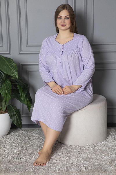 SEBOTEKS Cămașă de noapte pentru mamă, 100% bumbac, sezonieră, cu mânecă lungă, din bumbac pieptănat, mărime mare 833