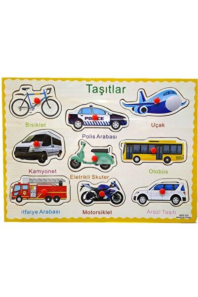 Genel Markalar Oyuncak Ahşap Tutmalı Taşıtlar Puzzle