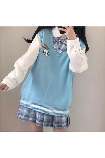 Köstebek Anime Cinnamoroll - Pulovere supradimensionate cu decolteu în V Sanrio Blue