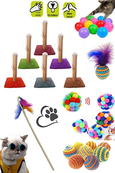 PAMEPAW Kedi Tırmalama Tahtası , Sarma Top , Renkli Oyun Topu , Tüylü Top ,ke...