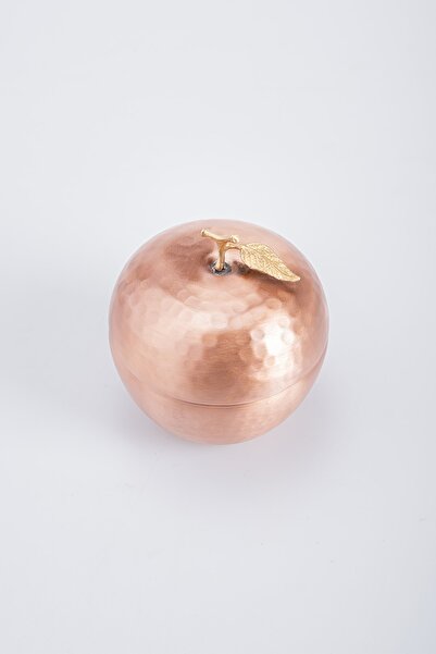 DMT COPPER HOME Handcrafted Copper Apple Motif Turkish Coffee Tea Storage Container Hand Forged (diameter 10.5 Cm)