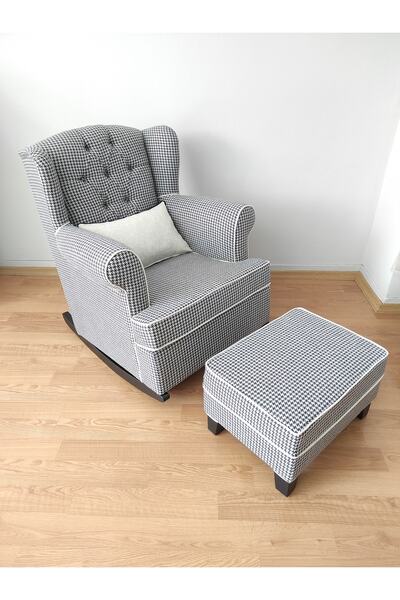 NOSSO HOME Sallanan Koltuk Tv Koltuğu Emzirme Koltuğu ( Lara Keten Desenli )