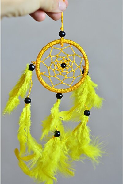 Miamantra Sarı Araba Süsü Tüylü Mini Rüya Kapanı / Düş Kapanı / Dreamcatcher ...