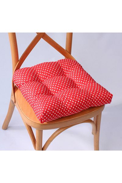 ALTINPAMUK Lina Red Polka Dot Pofidik Chair Cushion - 40X40 cm