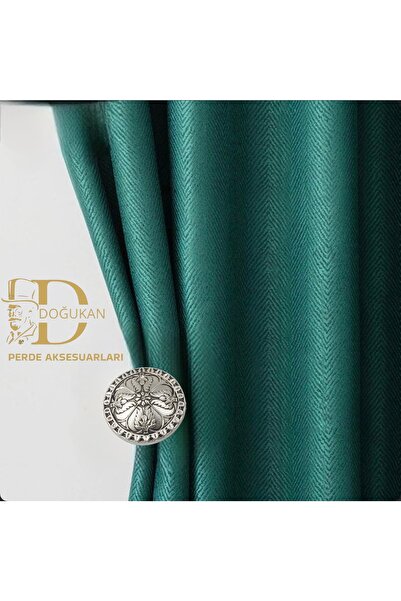 Doğukan perde aksesuarları Pr-22 Renso Gümüş Varaközel Tasarım Polyester (1 A...