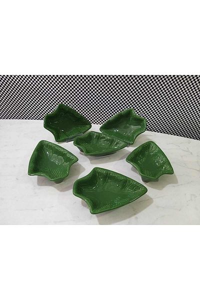 Keramika Green Pine Boat Plate 17 Cm 6 Pieces