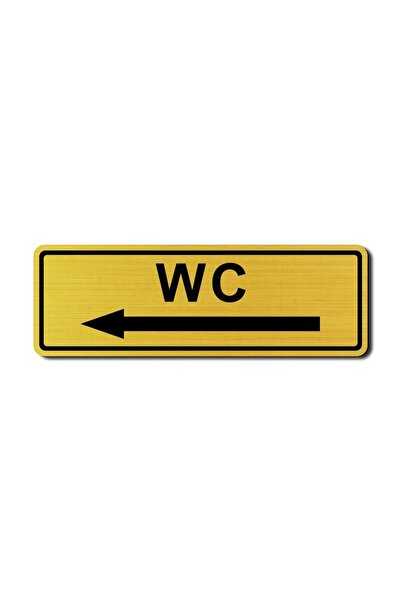Wc Left Direction Toilet Door Warning-Direction Plate Golden Color 5 Cm X 15 Cm Resopal Plate
