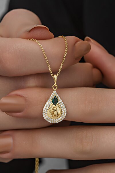 Nereze 925 Ayar Gümüş Gold Osmanlı Tuğralı Kolye