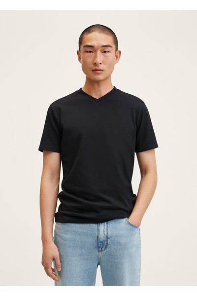 MANGO Man Podstawowy T-shirt z ekologicznej bawełny