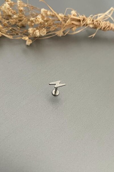 Jaida Moda Unisex Gümüş 316l Cerrahi Çelik Şimşek Figür Tragus Helix Piercing