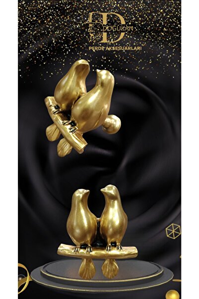 Doğukan perde aksesuarları 2li Kuş Altın Varak Polyester Renso (1ADET)