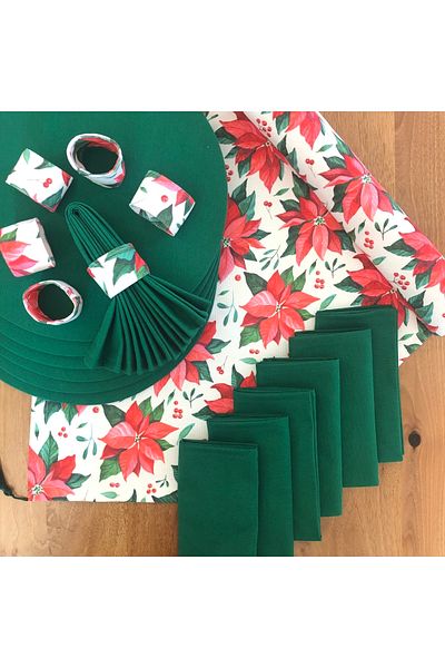 desen izmir New Year's Flower Pattern - 6 Drum, 6 Napkins and Runner Table