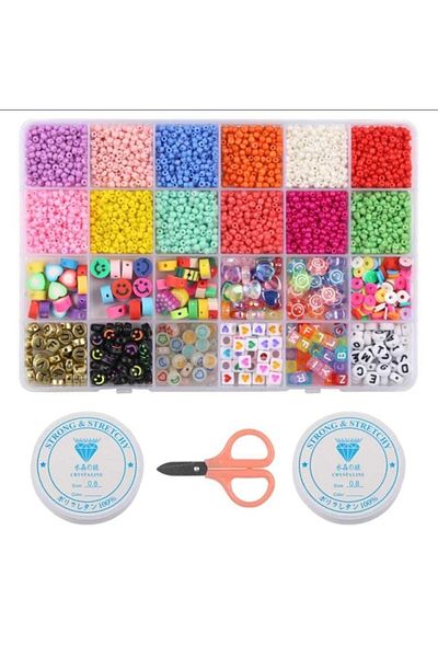 yiğit aksesuar Jewelry Material Mixed Set Sand Bead Fimo Letter Transparent Apparatus