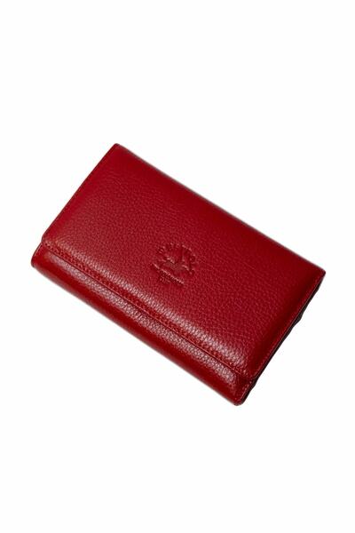 WEST POLO CÜZDAN Genuine Leather Red Wallet with Plenty of Compartments