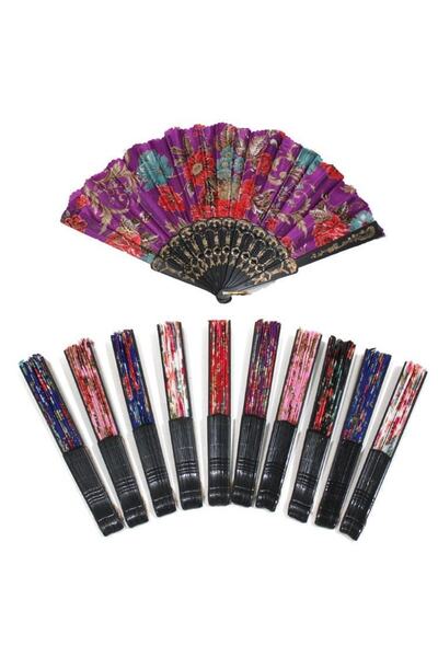 KELLO Pastel Renkler Çiçek Motifli Kına Gecesi Parti Yelpaze