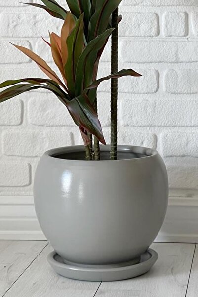 odka 10litre Küre Saksı Tabaklı 23cmx23cmx21cm Granit Renk