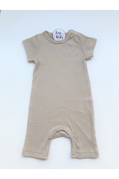 KEY KIDS Beige Corded Modal Cotton Romper Short Jumpsuit Salopet