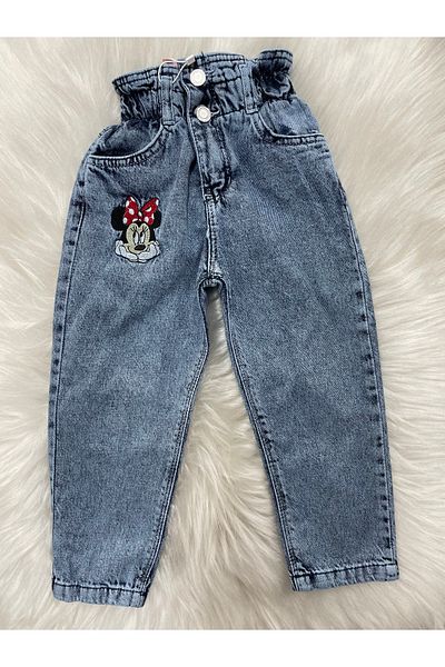 SANTRALBEBE Pantaloni din blugi pentru fete, cu talie largă, Mom Jeans