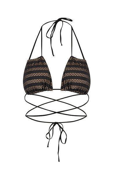 AQUELLA Black Triangle Mesh Bikini Set
