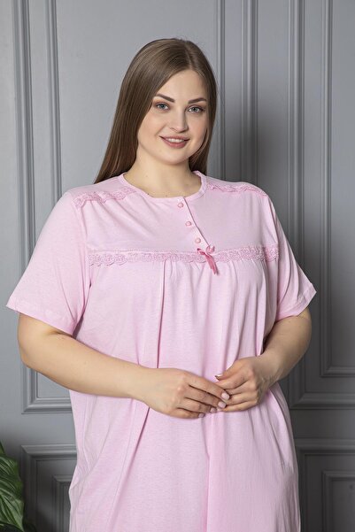 SEBOTEKS 100% Cotton Combed Cotton Short Sleeve Plus Size Mother's Nightgown 520