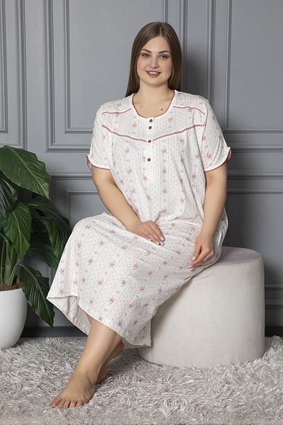 SEBOTEKS Short Sleeve Cotton Combed Nightgown