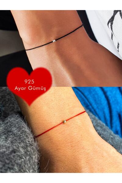 Atölye Merdiven 14 فبراير سوار عاشق فضي باللون الأسود والأحمر مكون من قطعتين