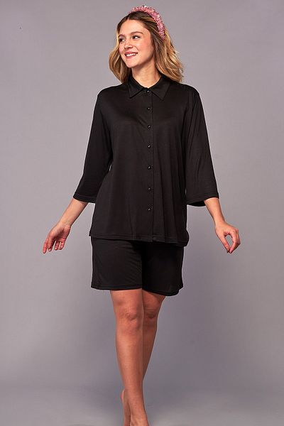 Emose Front Buttoned Maternity Maternity Shorts Set Black
