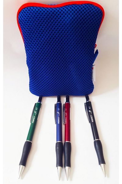 PERFECT 4 Pieces Grip 07 Tip 2085 Versatil Pen & Blue Pen Holder Bag