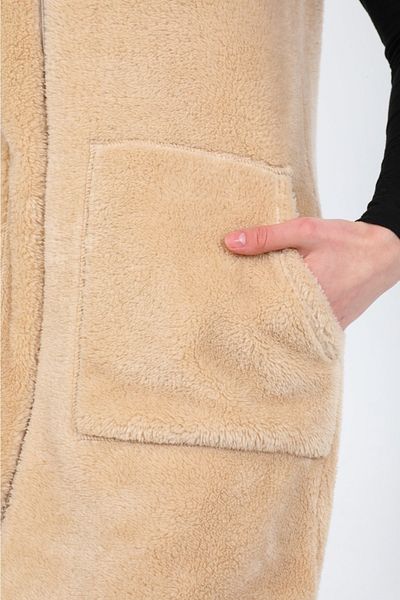 MODA VUSLAT Women's Stone Color Long Zippered Fleece Vest