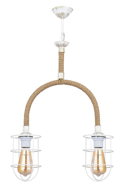 VK HOME AYDINLATMA Saray 2-Piece Rope Patinaed Chandelier (white)