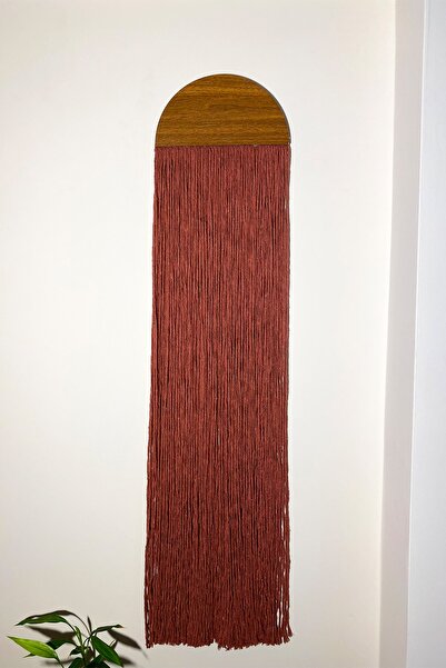 Makrome Duvar Dekoru - Mdf Ve Makrome Duvar Süsü - Kiremit 25cm