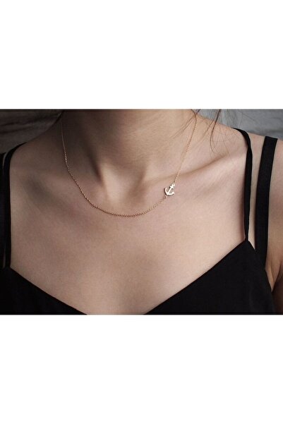 Nida Jewelry 925 Ayar Gümüş Yan Çapa Kolye