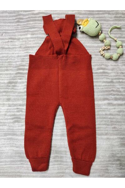 Meriç bebe Adjustable Strap Knitwear Salopet with Teddy Bear Detail