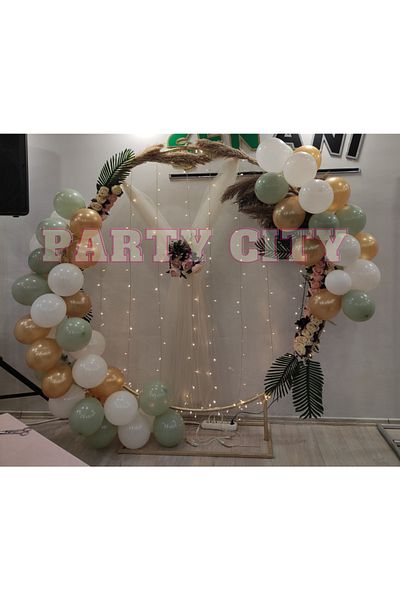 Party City 60 Pieces - Metallic Gold - Mold Green - Pastel White Balloon Chain Set