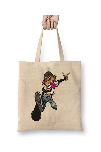 Baskı Dükkanı Thug Monkey Monkey Cloth Torba Long Sa ručkom