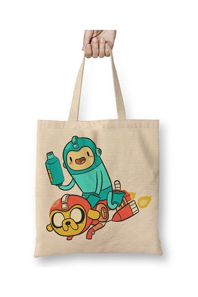 Baskı Dükkanı Υφασμάτινη τσάντα Hora De Aventura Megaman με μακριά λαβή
